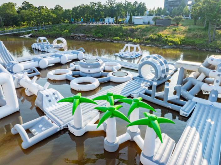 Lake Days inflatable obstacle course with palm trees Carlton Landing Lake Days inflatable obstacle course with palm trees Carlton Landing