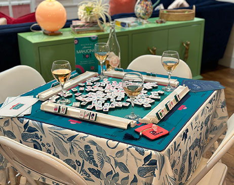 Mahjong Game Setup on a table